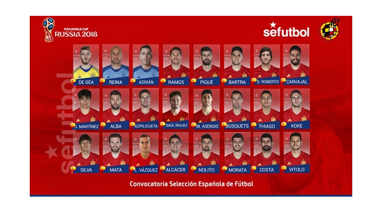 لیست جدید تیم ملی اسپانیا