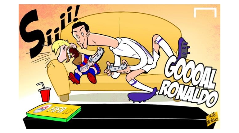 کاریکاتور سبقت رونالدو از مسی در بازی فیفا 17